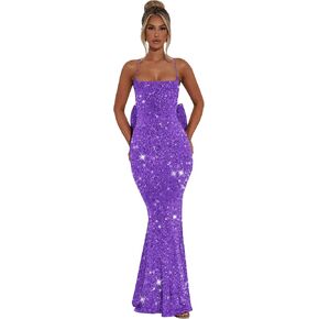 GUKARLEED Women’s Sequin Prom Dresses with Bow Scoop Neck Ball Gowns Mermaid Formal Dress Bodycon Sequin Dress in Kuwait