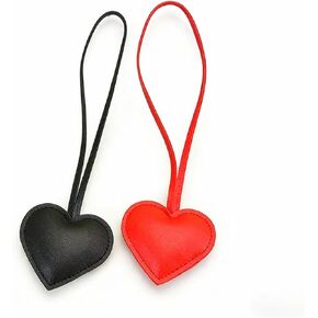 سلسلة مفاتيح على شكل قلب من الجلد مكونة من قطعتين من DESIAR للنساء والفتيات - إكسسوارات سلسلة مفاتيح على شكل قلب لطيفة لحقيبة اليد وحقيبة الظهر وحقيبة اليد (أحمر وأسود) in Kuwait