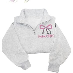 Custom Embroidered CRNP Quarter Zip Sweatshirt – Personalized Certified Registered Nurse Practitioner Pullover – Nursing Apparel – Graduation Gift 2025 – Healthcare Worker Appreciation Clothing in Kuwait