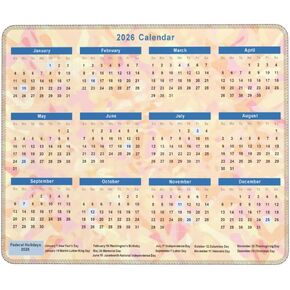 2026 Calendar Mouse Pad Mousemat Mousepads with Stitched Edges, Mouse Pads for Computers, Laptop, PC, Office, Orange in Kuwait