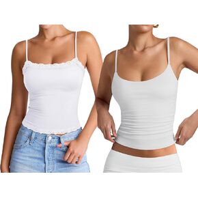 PINKMSTYLE Womens Cami Tops 2 Piece White Tank Tops-Size of Large in Kuwait
