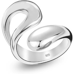 LeCalla 925 Sterling Silver Rings for Women | Chunky Teardrop Water Drop Open Ring | Adjustable Waterdrop Stackable Ring Jewelry Gift(Sizes 6-8No.) in Kuwait