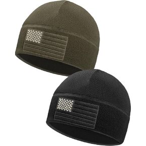 2 Pcs Mens Fleece Caps Winter Fleece Beanie American Flag Watch Hat Warm Military Beanie Tactical USA Patriots Gift in Kuwait