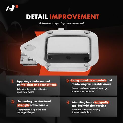 مقبض باب خارجي من جانب السائق الأيسر A-Premium متوافق مع Kenworth T600A 2004-2007، T660 2008-2015، T800 2004-2015، W900 2004-2015، كروم in Saudi Arabia