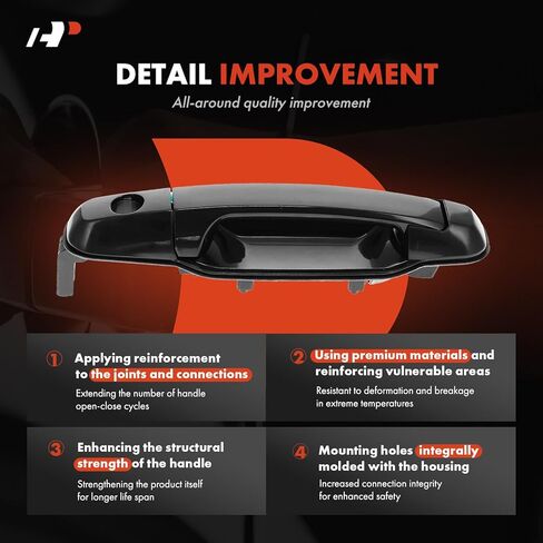 A-Premium Front Right Passenger Side Exterior Door Handle Compatible with Kia Sorento 2003-2009, Black, Replace# 826603E040 in Saudi Arabia