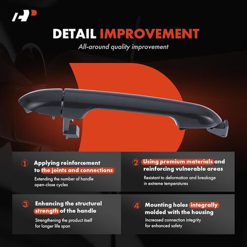 A-Premium Outside Exterior Door Handles Compatible with Kia Rio 2012-2017, Without Smart Entry System, Black, 2-PC Set, Front Driver and Passenger Side in Saudi Arabia