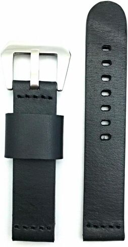 20mm Black, Panerai Style, Smooth Leather Watch Band in Saudi Arabia