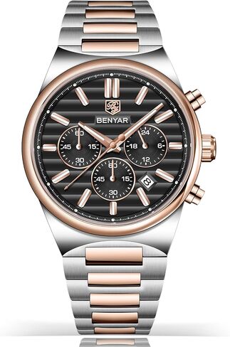BENYAR Chronograph Watch Men 42mm - Analog Quzrtz Waterproof Stainless Steel Date Display Sport Wrist Watch BY-5214M in Saudi Arabia