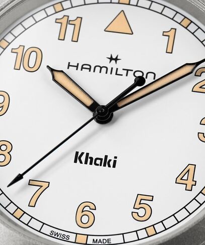 ساعة هاميلتون كاكي فيلد كاكي كوارتز للرجال، هيكل من الفولاذ المقاوم للصدأ مقاس 38 ملم، صناعة سويسرية، ساعة يد تناظرية بمينا أبيض للرجال، مقاومة للماء حتى مسافة 50 مترًا، كريستال ياقوتي، حزام من الفولاذ المقاوم للصدأ in Saudi Arabia