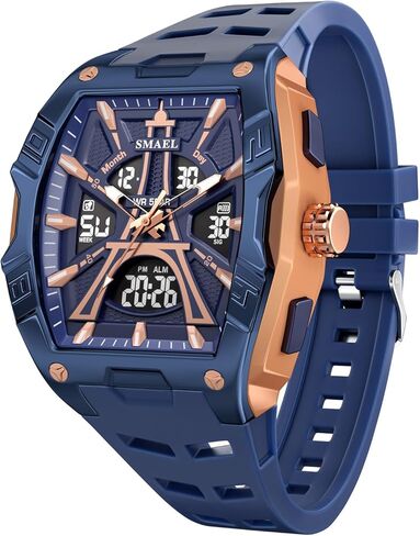 KXAITO Sports Watch for Men - Fashion Classic 50M Waterproof Dual Display (Analog & Digital) - LED Night Light, Stopwatch, Alarm, 6 Color Options Gift in Saudi Arabia