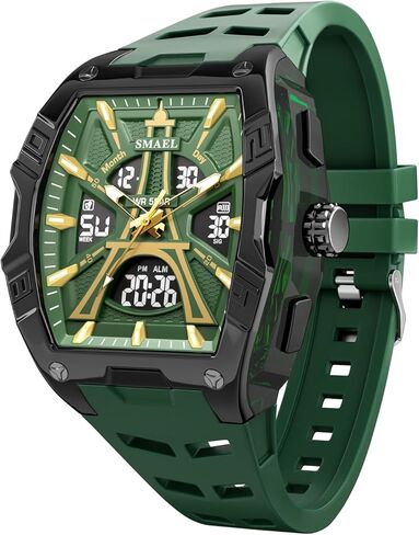 KXAITO Sports Watch for Men - Fashion Classic 50M Waterproof Dual Display (Analog & Digital) - LED Night Light, Stopwatch, Alarm, 6 Color Options Gift in Saudi Arabia