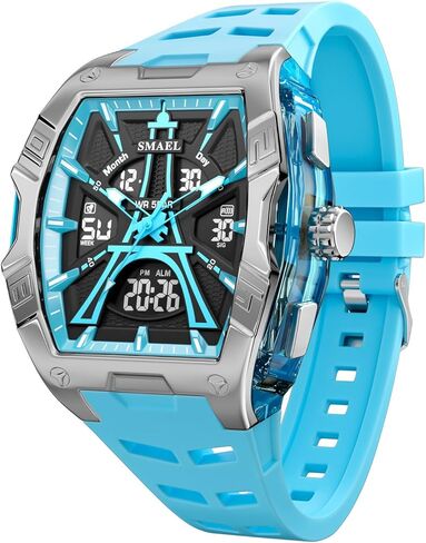 KXAITO Sports Watch for Men - Fashion Classic 50M Waterproof Dual Display (Analog & Digital) - LED Night Light, Stopwatch, Alarm, 6 Color Options Gift in Saudi Arabia