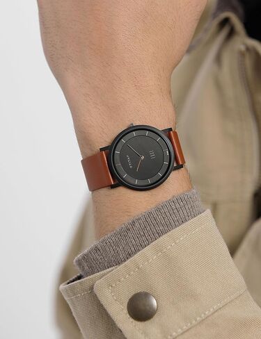 TITAN Edge Men’s Designer Watch – Slim, Quartz, Water Resistant, Leather Strap – Brown Band and Black Dial in Saudi Arabia