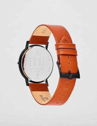 TITAN Edge Men’s Designer Watch – Slim, Quartz, Water Resistant, Leather Strap – Brown Band and Black Dial in Saudi Arabia