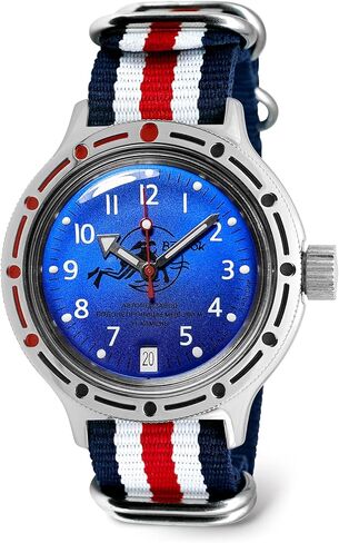 VOSTOK | Scuba Dude Amphibian Automatic Self-Winding 40mm Diver Wrist Watch | WR 200m | Amphibia 420379 | Blue Dial Mechanical Watch | Luminous dots in Saudi Arabia