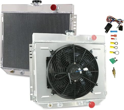 استبدال مشعات الألومنيوم 4 صف لـ 1967 1968 1969 1970 Ford Mustang Torino LTD Country Sedan Mercury Cougar L6 V8 مشعاع مروحة كفن مجموعة ترموستات كومبو المبرد in Kuwait