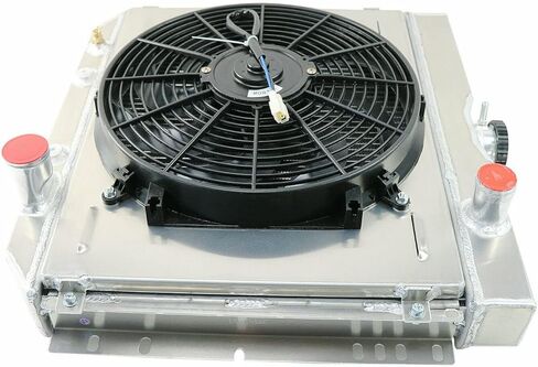 استبدال مشعات الألومنيوم 4 صف لـ 1967 1968 1969 1970 Ford Mustang Torino LTD Country Sedan Mercury Cougar L6 V8 مشعاع مروحة كفن مجموعة ترموستات كومبو المبرد in Kuwait