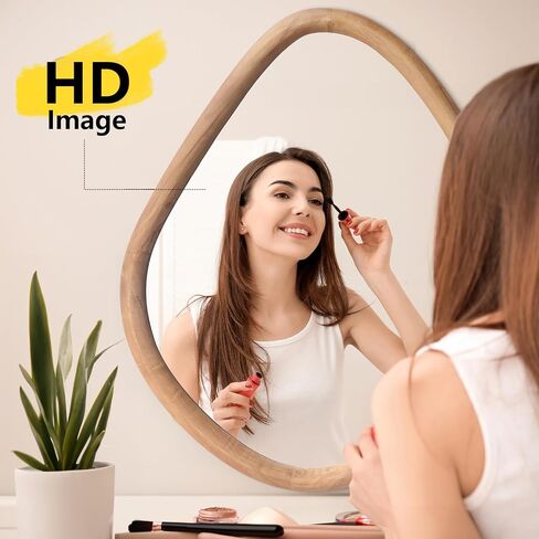 sawsile Irregular Wall Mirror,Nature Wood Asymmetrical 21X26" Modern Vanity Farmhouse Organic Mirror for Bathroom,Bedroom,Living Room,Washroom in Kuwait