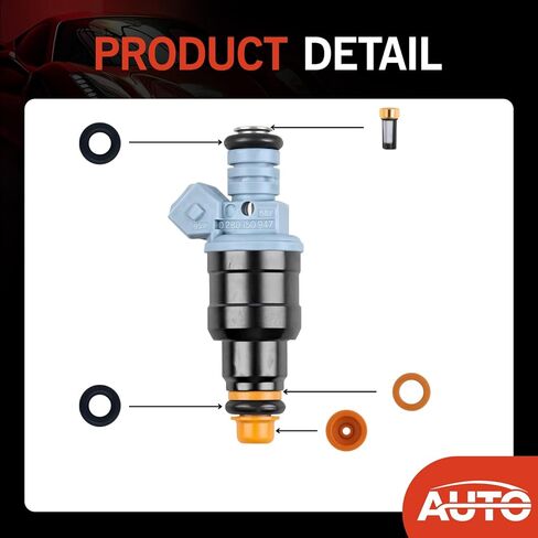 Fuel Injector Seal Kit O-Ring Compatible with Ford E-350 Econoline F-Super Duty F-250 F-350 F53 7.5L V8 Mustang Porsche 928 5.0L V8 Replace 0280150947 Fuel Injectors Reair Kit 8 Pack in Saudi Arabia