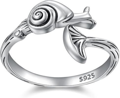 خواتم الفطر للنساء الحلزون الفضة الاسترليني قابل للتعديل حلقة مفتوحة مستوحاة من الطبيعة مجوهرات الفطر القابلة للتعديل مجوهرات الغابات هدية للنساء in Kuwait