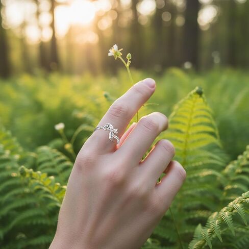خواتم الفطر للنساء الحلزون الفضة الاسترليني قابل للتعديل حلقة مفتوحة مستوحاة من الطبيعة مجوهرات الفطر القابلة للتعديل مجوهرات الغابات هدية للنساء in Kuwait