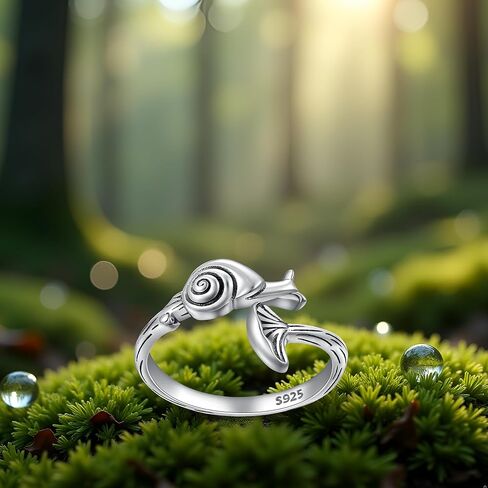 خواتم الفطر للنساء الحلزون الفضة الاسترليني قابل للتعديل حلقة مفتوحة مستوحاة من الطبيعة مجوهرات الفطر القابلة للتعديل مجوهرات الغابات هدية للنساء in Kuwait