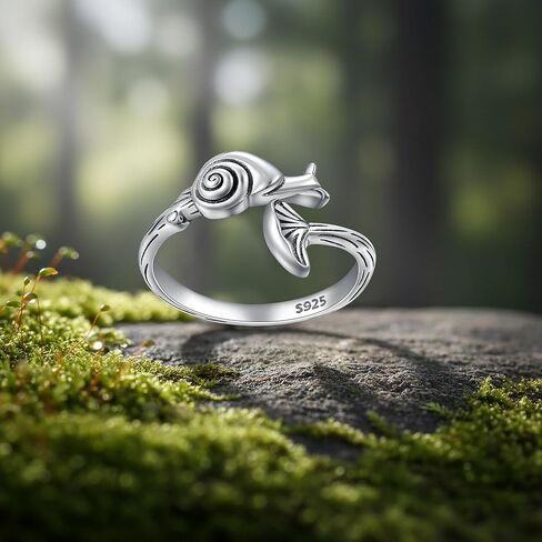 خواتم الفطر للنساء الحلزون الفضة الاسترليني قابل للتعديل حلقة مفتوحة مستوحاة من الطبيعة مجوهرات الفطر القابلة للتعديل مجوهرات الغابات هدية للنساء in Kuwait