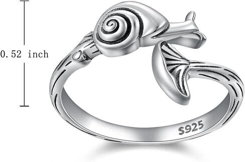 خواتم الفطر للنساء الحلزون الفضة الاسترليني قابل للتعديل حلقة مفتوحة مستوحاة من الطبيعة مجوهرات الفطر القابلة للتعديل مجوهرات الغابات هدية للنساء in Kuwait