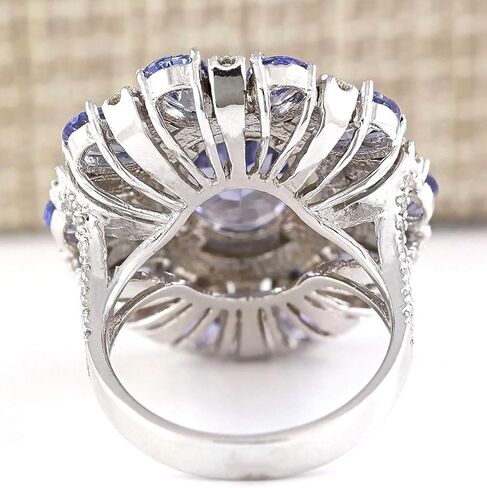 MAIHAO Women Elegant 925 Silver Blue Tanzanite Gemstone Flower Cluster Ring Engagement Size 6-10 (US Code 8) in Kuwait