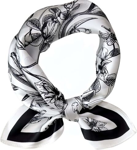 100% Mulberry Silk Small Square Scarf 21" Lightweight Breathable Printed Small Square Scarves for Women in Kuwait