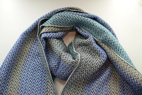 Baby Alpaca Scarf For Women. Beautiful Fashion Accessory Made In Peru. Extremely Soft, Warm and Hypoallergenic (Grey and Blue) in Kuwait