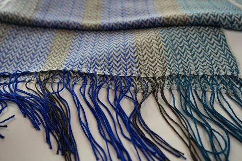 Baby Alpaca Scarf For Women. Beautiful Fashion Accessory Made In Peru. Extremely Soft, Warm and Hypoallergenic (Grey and Blue) in Kuwait