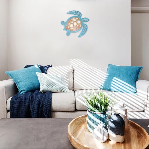 Sea Turtle Metal Wall Art – Coastal Ocean Turtle Decor for Indoor & Outdoor, Nautical Beach Theme Hanging Sculpture for Bathroom, Patio, Porch, or Poolside – Unique Coastal Gift for Ocean Lovers in Saudi Arabia