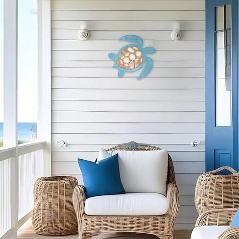 Sea Turtle Metal Wall Art – Coastal Ocean Turtle Decor for Indoor & Outdoor, Nautical Beach Theme Hanging Sculpture for Bathroom, Patio, Porch, or Poolside – Unique Coastal Gift for Ocean Lovers in Saudi Arabia