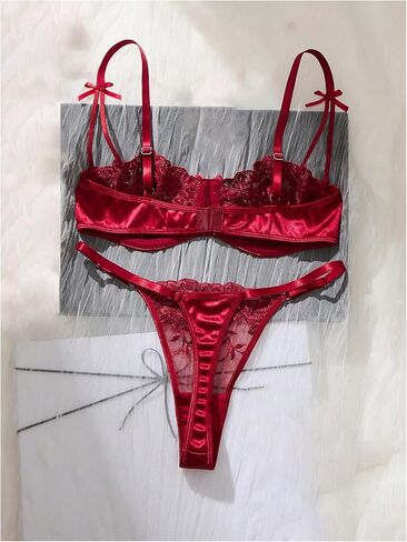 SweatyRocks Women's Sexy Underwire Lingerie Set Floral Embroidery Push Up Bra and Panty Sets in Saudi Arabia