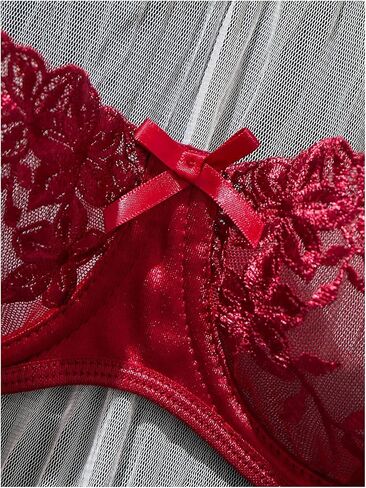 SweatyRocks Women's Sexy Underwire Lingerie Set Floral Embroidery Push Up Bra and Panty Sets in Saudi Arabia