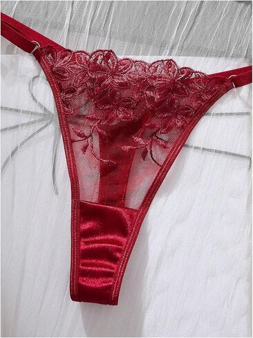 SweatyRocks Women's Sexy Underwire Lingerie Set Floral Embroidery Push Up Bra and Panty Sets in Saudi Arabia