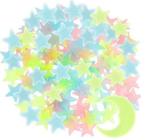 200 قطعة من النجوم المتوهجة في الظلام للسقف، ونجوم متوهجة ملونة وقطعتين من ملصقات القمر ثلاثية الأبعاد، نجمة بلاستيكية متوهجة لسقف غرفة النوم، وملصقات حائط لغرفة الأولاد والبنات in Kuwait