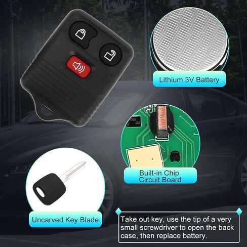 X AUTOHAUX 2 قطعة 315 ميجا هرتز CWTWB1U345 دخول بدون مفتاح عن بعد الإشعال المستجيب مفتاح فوب لفورد F-150 F-250 F-350 1998-2003 لفورد إكسبلورر 1998-2000 4C رقاقة 3 أزرار in Kuwait