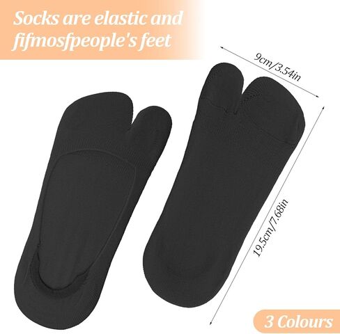 Prasacco 3 Pairs Tabi Socks, Split Toe Sock Women No Show Socks for Flip Flops, Low Cut Cotton Sock, Multiple Colors, Universal Size in Saudi Arabia