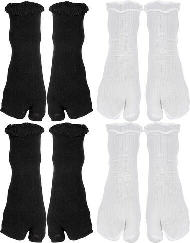 4 Pairs Tabi Socks, Split Toe Socks Elastic Flip Flop Sock Frilly Sandal Sock for Women Men Unisex Casual Sport in Saudi Arabia