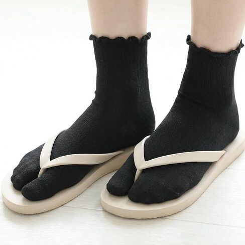 4 Pairs Tabi Socks, Split Toe Socks Elastic Flip Flop Sock Frilly Sandal Sock for Women Men Unisex Casual Sport in Saudi Arabia