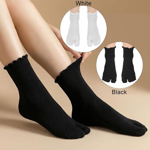 4 Pairs Tabi Socks, Split Toe Socks Elastic Flip Flop Sock Frilly Sandal Sock for Women Men Unisex Casual Sport in Saudi Arabia
