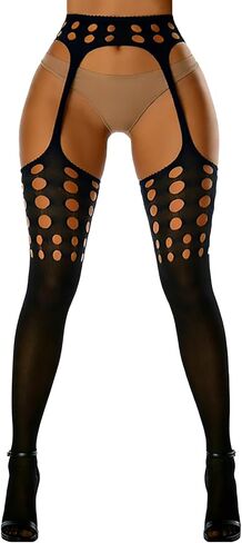Buitifo Woman Thigh High Garter Stockings Patterned Tights Fishnet Pantyhose in Kuwait
