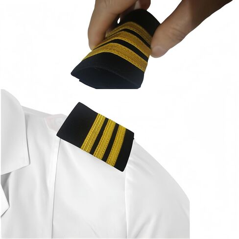 2 Pcs Professional Pilot Uniform Epaulets - Three Bars Gold Stripes Captain Shoulder Boards for Pilots Insignia Sliders in Saudi Arabia