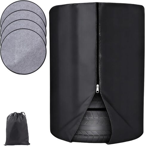 420D Waterproof Tire Cover for Storage, Heavy Duty Tire Storage Bag Set with Felt Pads, Zippered Tire Bags for Indoor Outdoor Use, Tire Stack Cover for Seasonal Vehicle Storage in Saudi Arabia