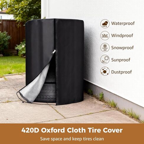 420D Waterproof Tire Cover for Storage, Heavy Duty Tire Storage Bag Set with Felt Pads, Zippered Tire Bags for Indoor Outdoor Use, Tire Stack Cover for Seasonal Vehicle Storage in Saudi Arabia
