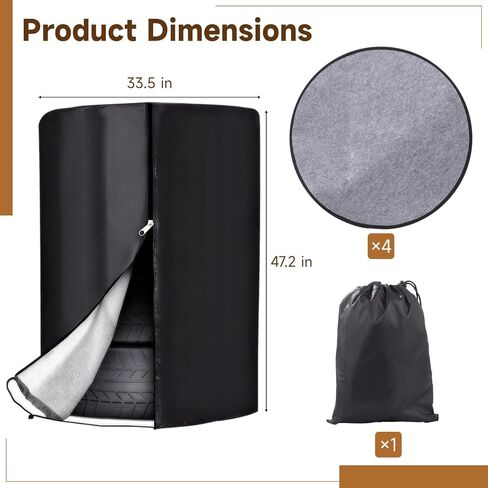 420D Waterproof Tire Cover for Storage, Heavy Duty Tire Storage Bag Set with Felt Pads, Zippered Tire Bags for Indoor Outdoor Use, Tire Stack Cover for Seasonal Vehicle Storage in Saudi Arabia