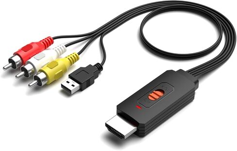 رويبو محول RCA الى HDMI، محول رويبو مركب AV الى HDMI يدعم 1080P PAL/NTSC متوافق مع WII، WII U، PS2، PS3، STB، Xbox، VHS، VCR، مشغلات دي في دي بلو راي والتلفزيون وجهاز العرض in Kuwait