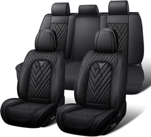 Car Seat Covers Full Set for Ford F-150 2000-2026, Waterproof Nappa Leather Car Seat Cover, Full Coverage Car Seat Covers Sets(5 Seats/Black) in Saudi Arabia